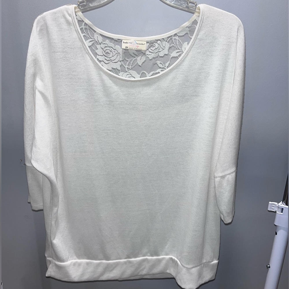 White Lace Accent Blouse